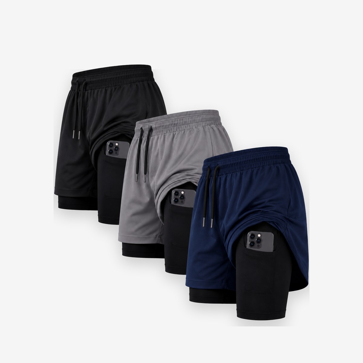 Kit 3 Shorts 2 em 1