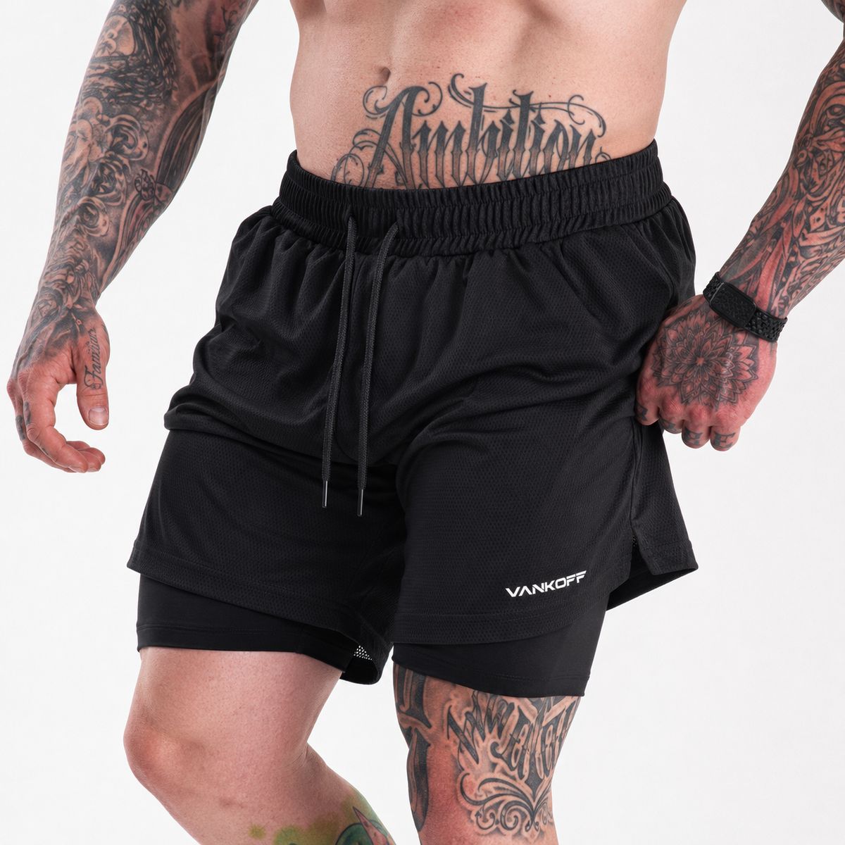 Kit 2 Shorts 2 em 1 · Preto